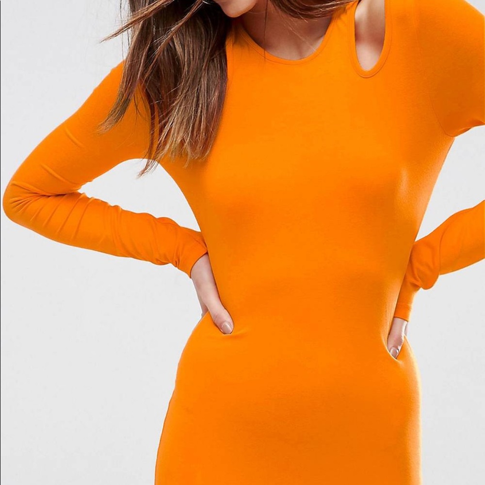 Asos Bodycon Cut Out Orange Long Sleeve Dress NWT - Size 10